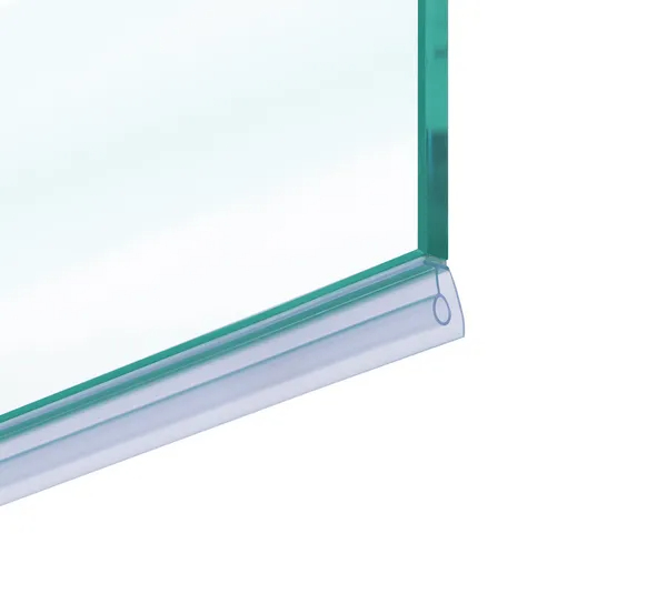Self-adhesive shower door seal, water deflector and bellows