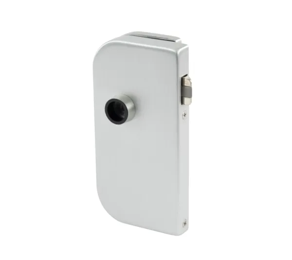 Olis glass door lock, non-locking, Aluminium colour C0 anodised E4 ground and brushed 
